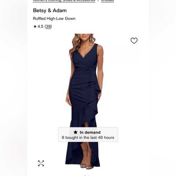 Betsy and Adam size 6 Navy Maxi Formal Dress - Picture 8 of 9